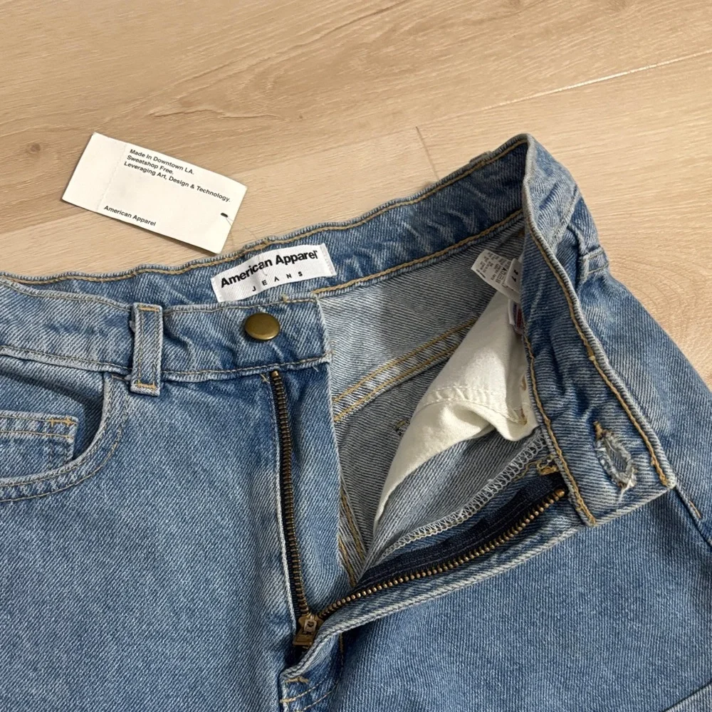 NWT American Apparel Women's Denim High-Waist Cuff Blue Jean Shorts new with Tag - Picture 8 of 8